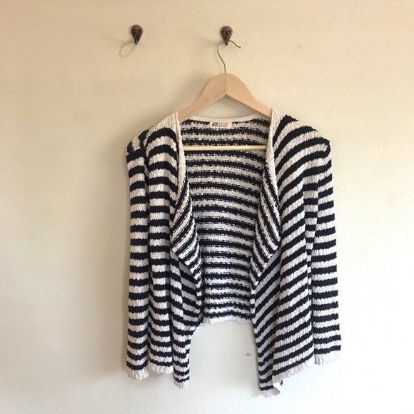 H&M Striped Knit Open Front Cardigan Sweater - Picture 2 of 7